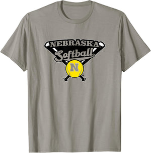 Crossed Bats - Nebraska Cornhuskers Softball T-Shirt - T-Shirt | Sand