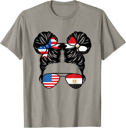 Half American Half Egyptian Girl USA Egypt Flag Patriot
