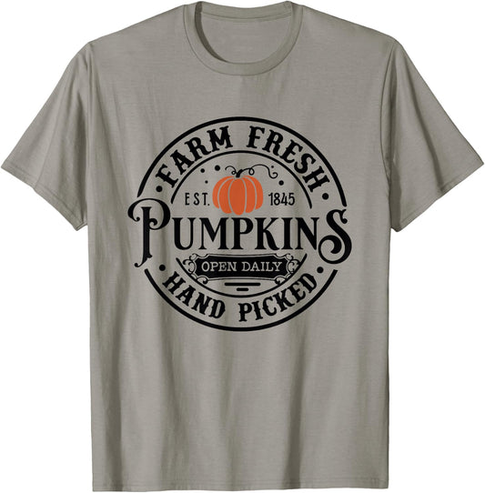 Farm Fresh Pumpkin Hand Picked Halloween Fall Thanksgiving T-Shirt - T-Shirt | Sand