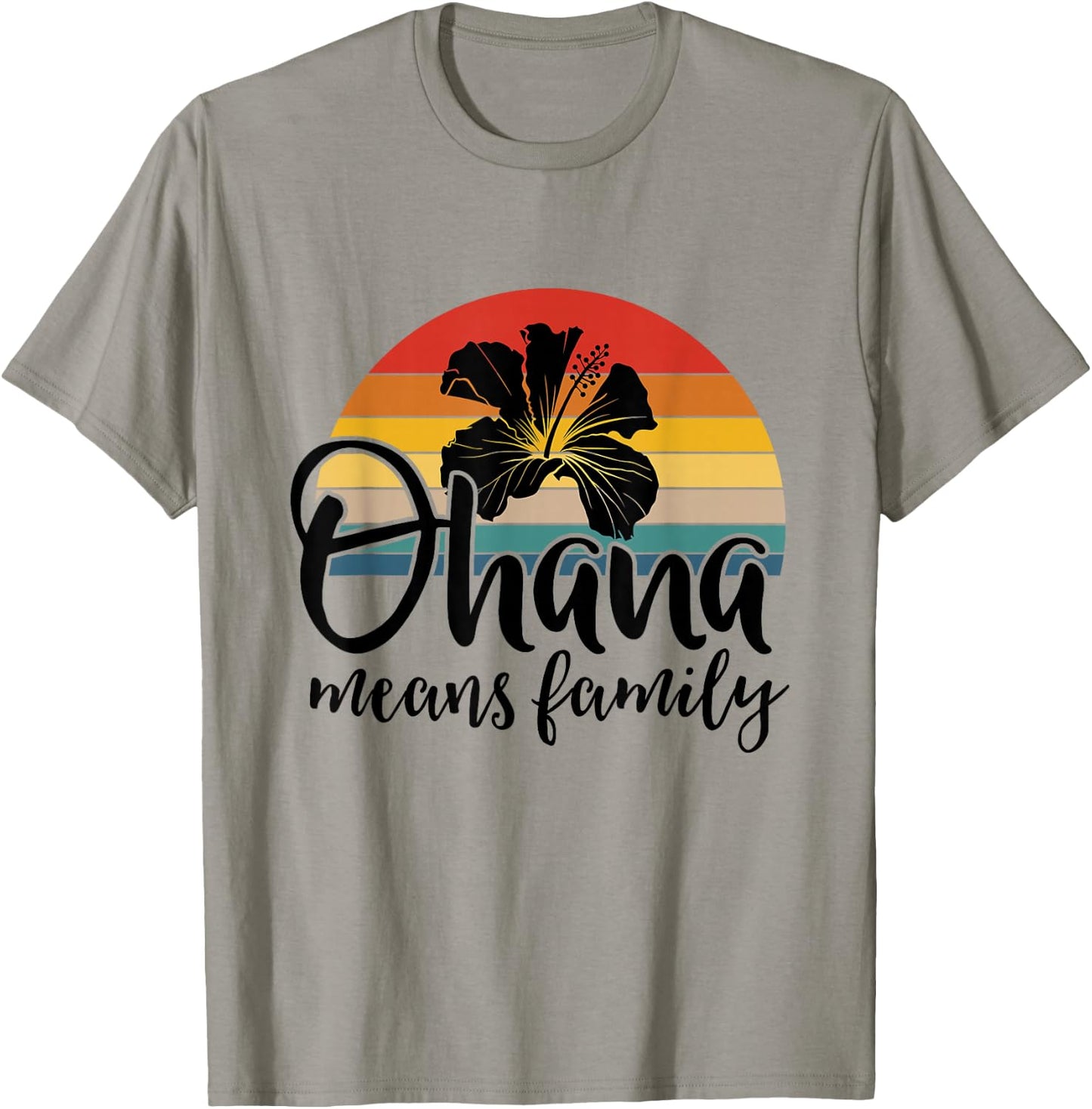 Ohana Means Family Hawaii Hibiscus Flower 70s Retro Hawaiian T-Shirt - T-Shirt | Sand