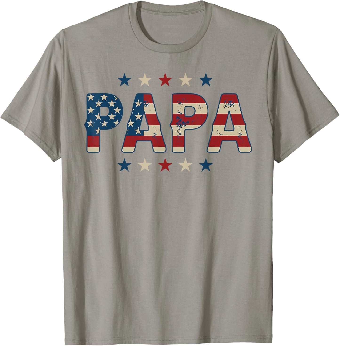 Papa Bold Patriotic American Flag Father's Day 4th of July T-Shirt - T-Shirt | Sand