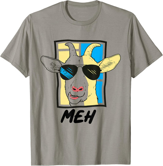 Meh Shirt Sarcastic Goat Lover Funny Farm Animal Goat Farmer T-Shirt - T-Shirt | Sand