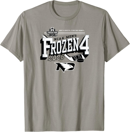 North Dakota Fighting Hawks Frozen Four Hockey 2026 Green T-Shirt - T-Shirt | Sand