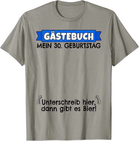 30th Birthday Man Guest Book | 30th 30th Birthday Funny , White, s T-Shirt - T-Shirt | Sand