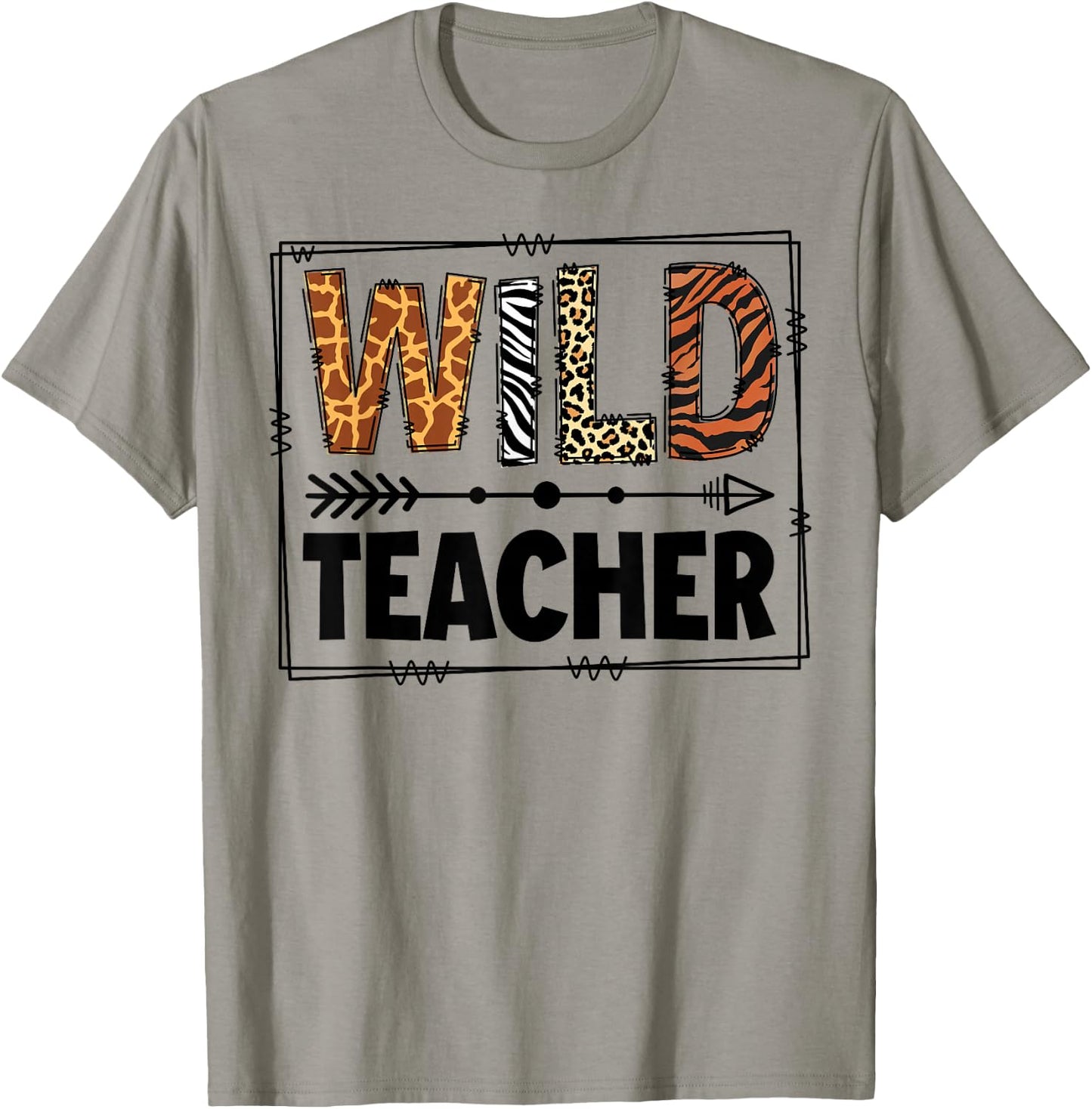 Wild One Teacher Two Wild Zoo Animal Theme Birthday Matching T-Shirt - T-Shirt | Sand