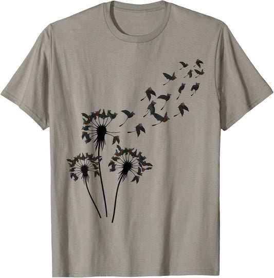 Flower Dandelion Shirt for Bat Lover | Bat T-Shirt - T-Shirt | Sand