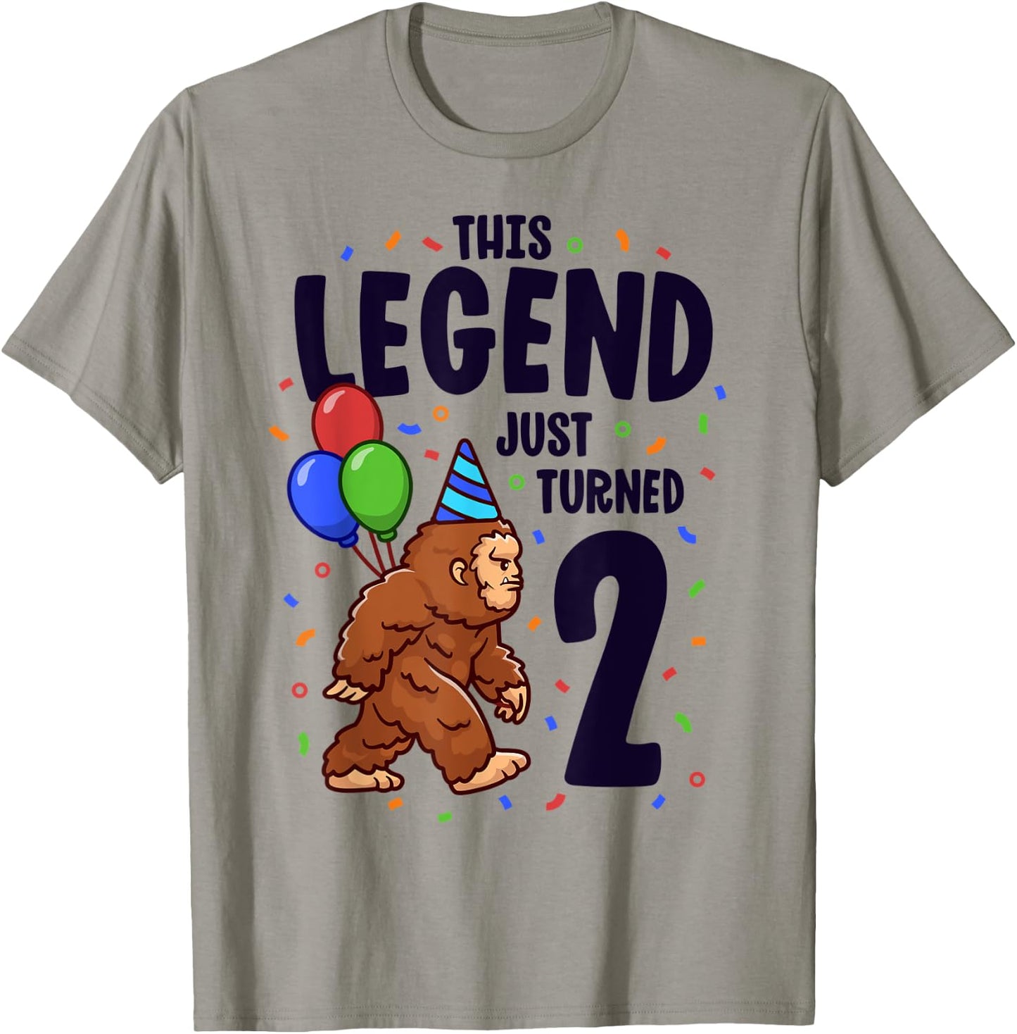 Bigfoot Second Birthday Party 2 Years Old Sasquatch Theme T-Shirt - T-Shirt | Sand