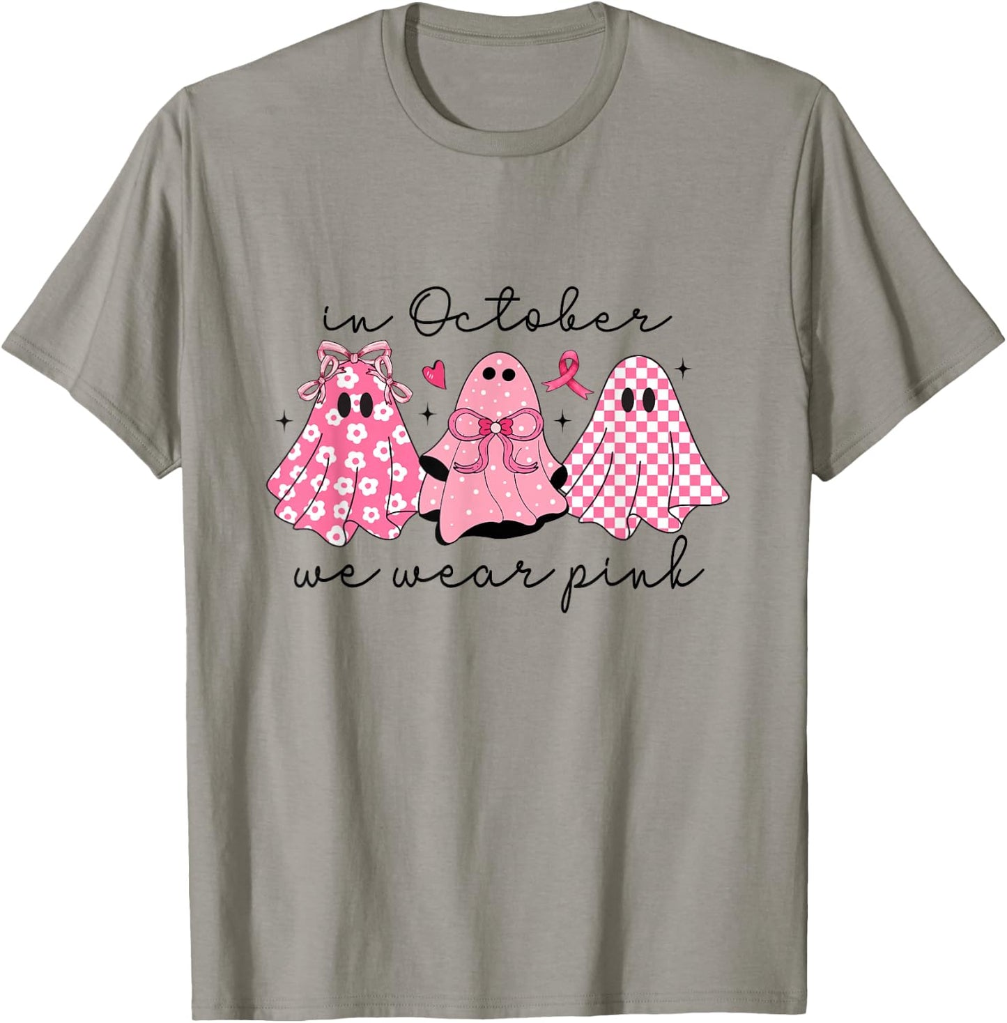In October We Wear Pink Cute Ghost Women's T-Shirt - T-Shirt | Sand