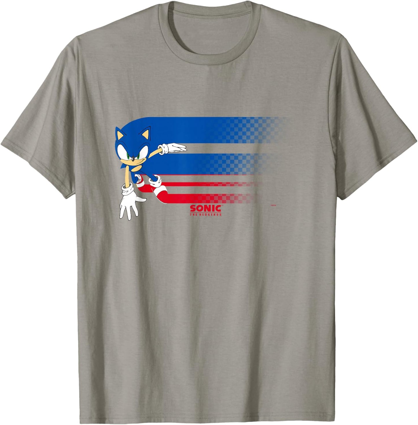 Sonic The Hedgehog Americana Red White & Blue Blurred Trail T-Shirt - T-Shirt | Sand