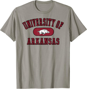 Elite Authentics Arkansas Razorbacks Varsity Officially Licensed , Small, Grey T-Shirt - T-Shirt | Sand