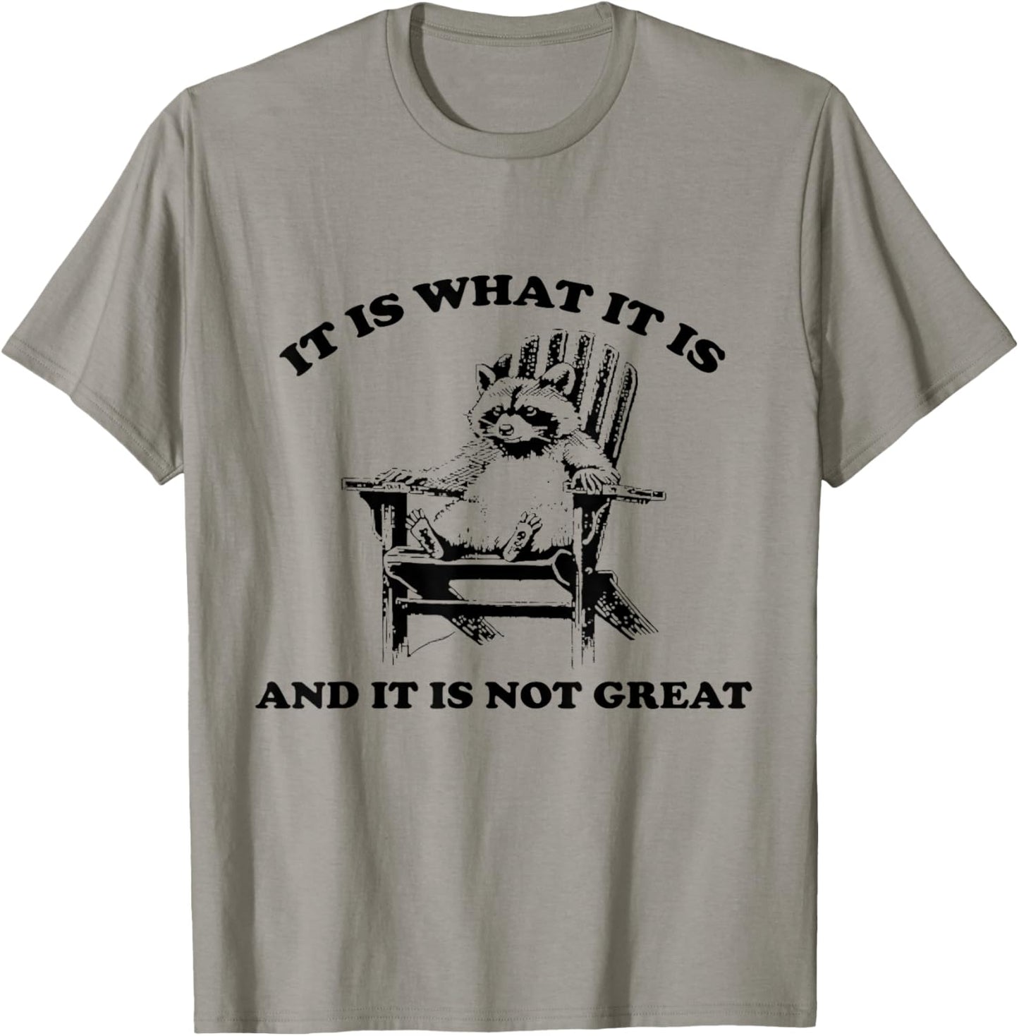 Funny Raccoon It Is What It Is And It Is Not Great , gray T-Shirt - T-Shirt | Sand