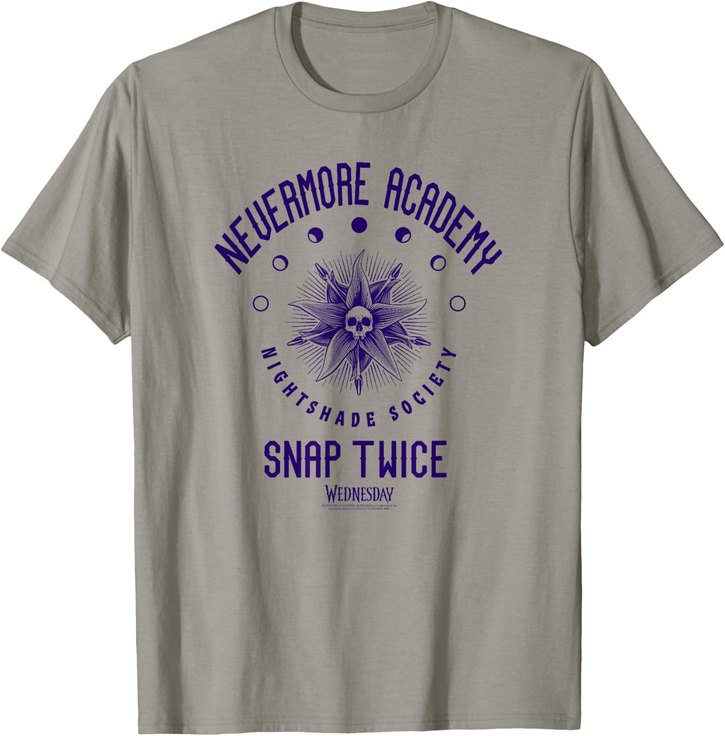 Wednesday Nevermore Academy Snap Twice Celestial Collegiate T-Shirt - T-Shirt | Sand