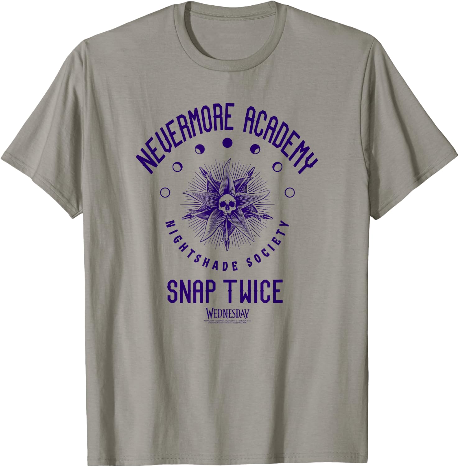 Wednesday Nevermore Academy Snap Twice Celestial Collegiate T-Shirt - T-Shirt | Sand
