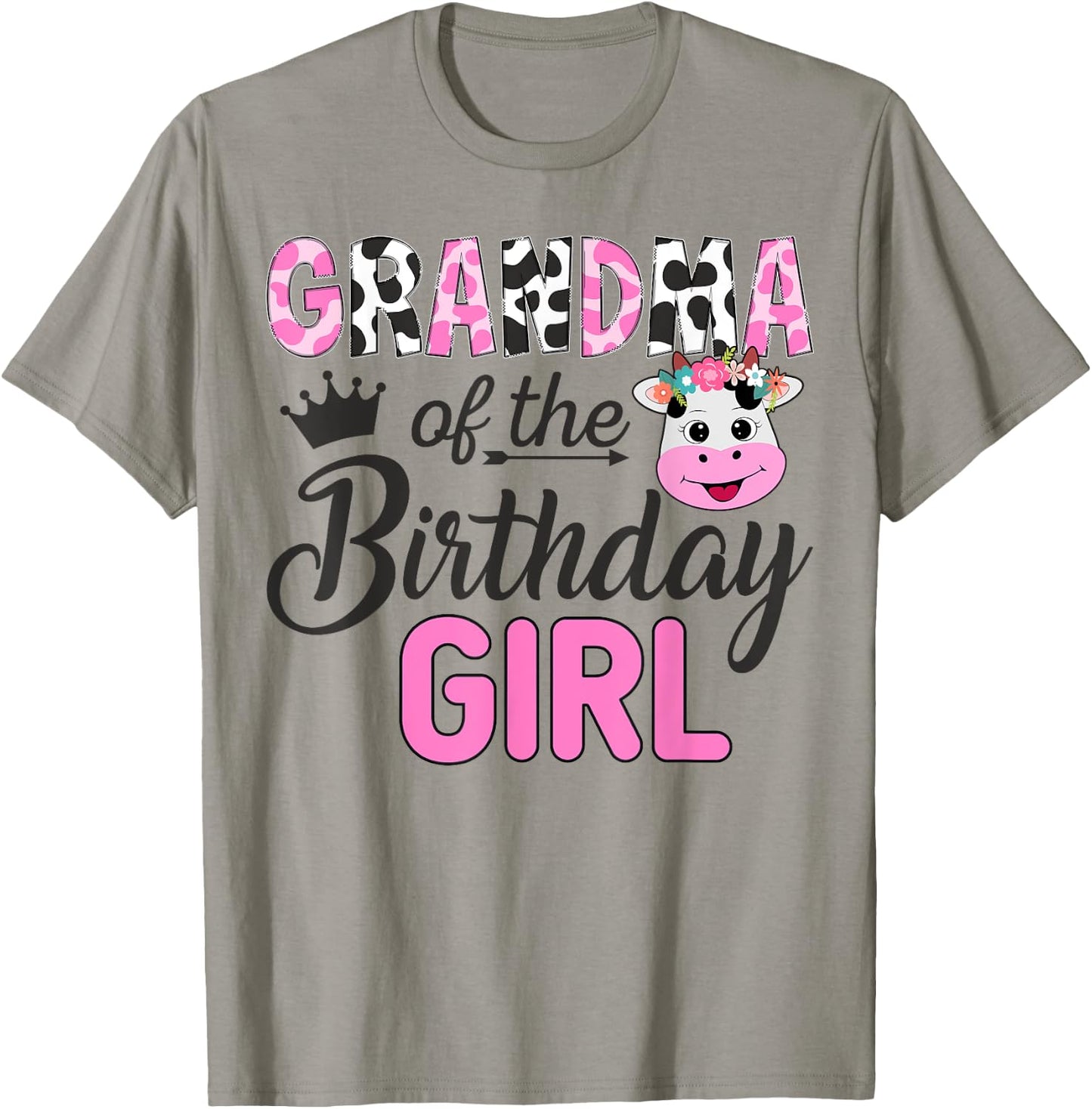 Grandma of The Birthday Girl Farm Cow 1 St Birthday Girl T-Shirt - T-Shirt | Sand