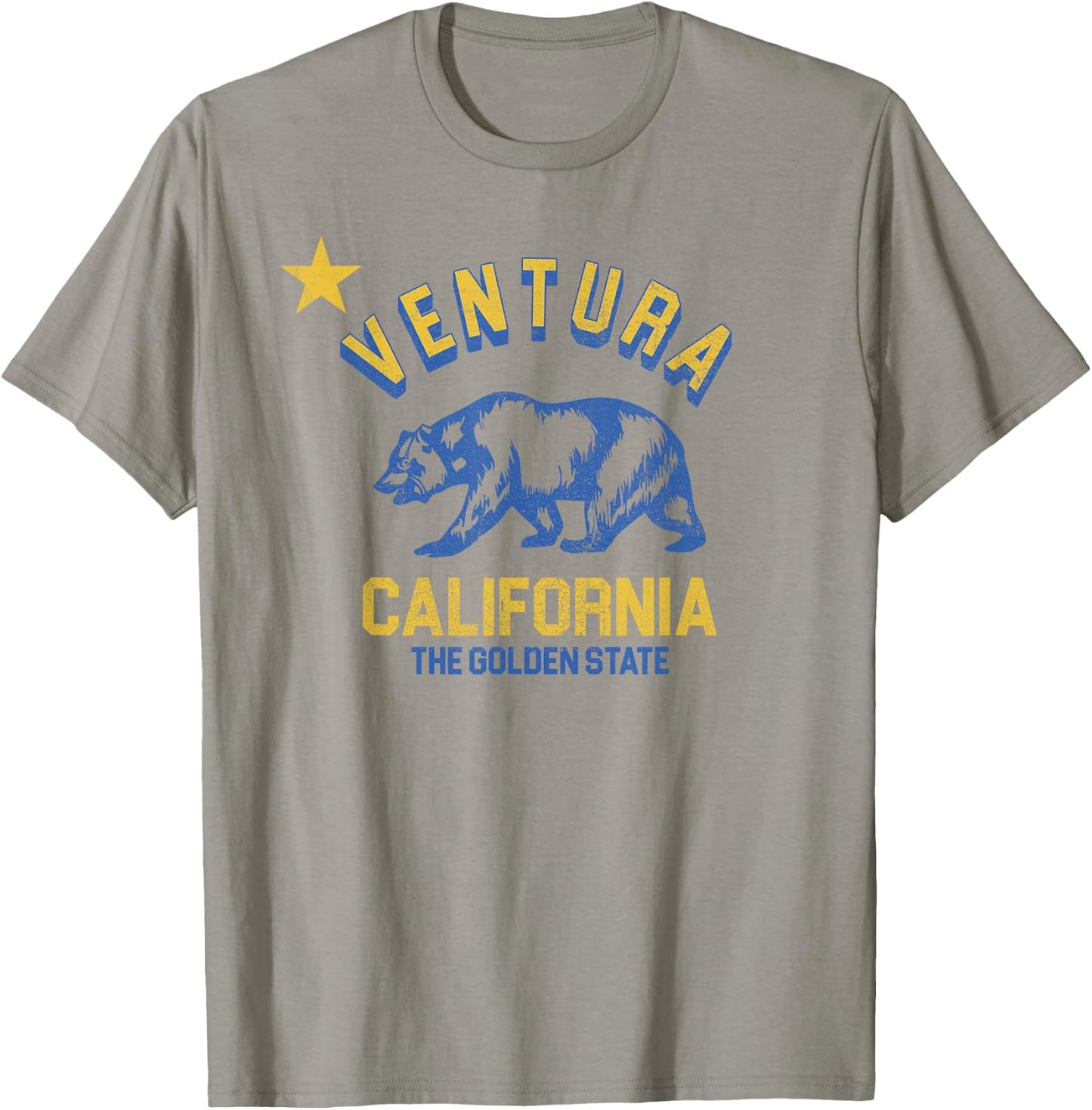 Ventura California Beach Flag Bear Surf CA Vintage Men Women T-Shirt - T-Shirt | Sand