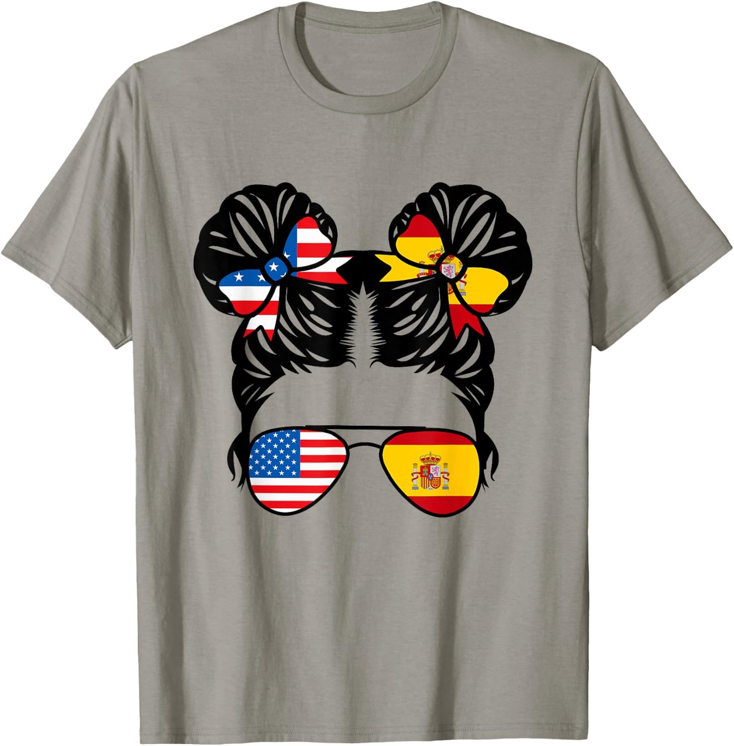 Half American Half Spanish Girl USA Spain Flag Patriot T-Shirt - T-Shirt | Sand