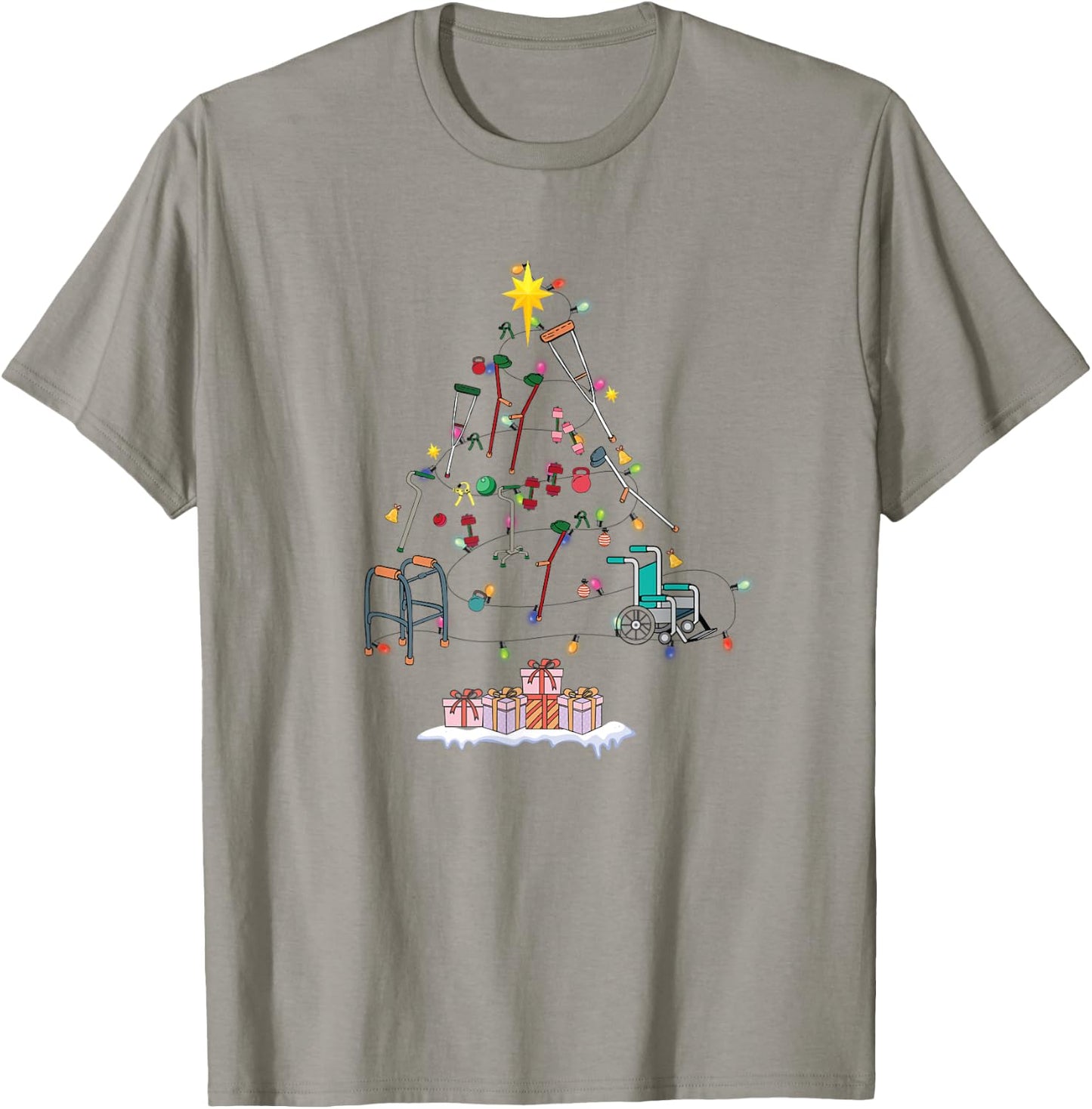 Funny Physical Therapy Christmas Tree For PT Therapist T-Shirt - T-Shirt | Sand