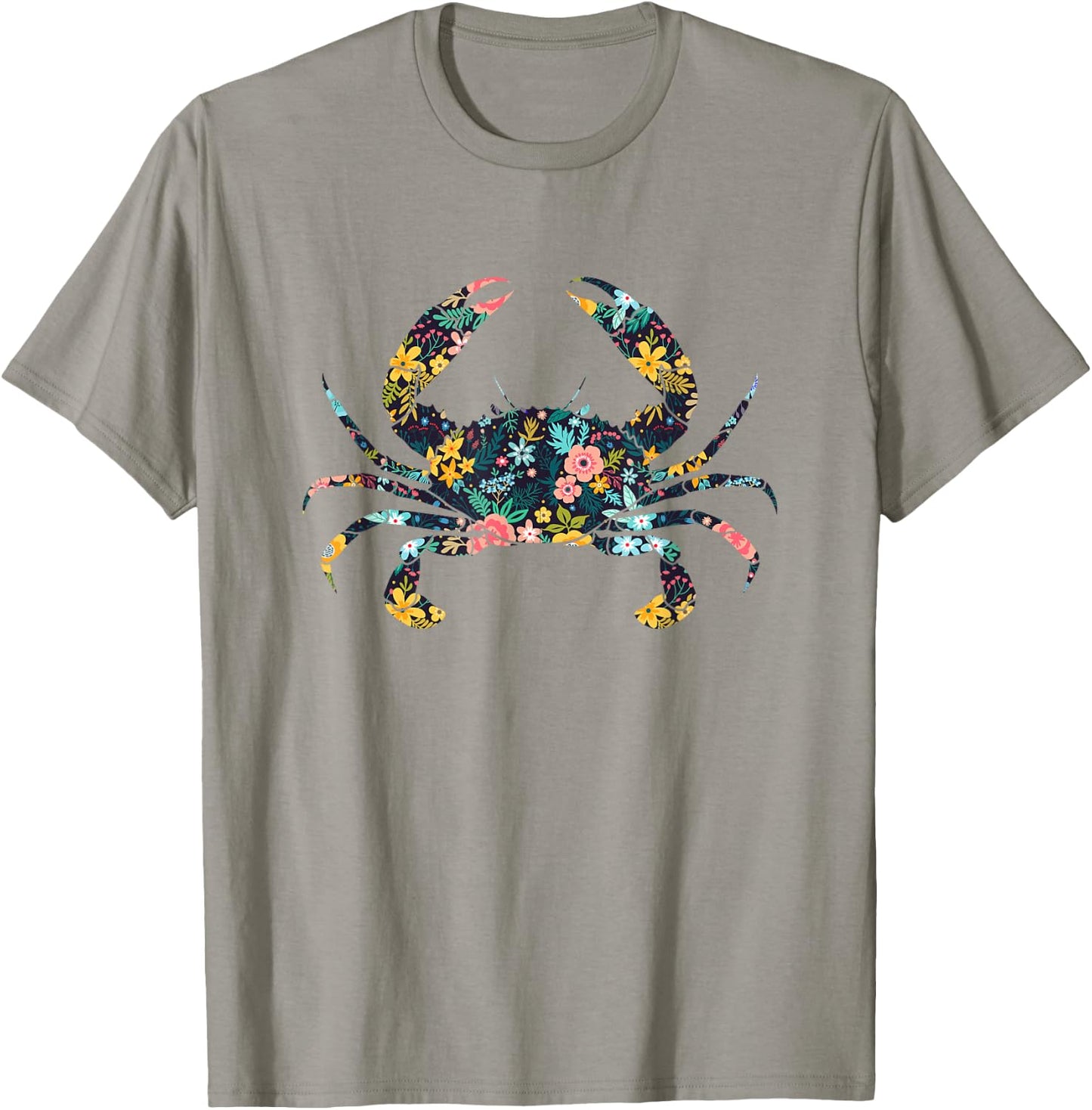 Floral Crab Silhouette Girls Crab T-Shirt - T-Shirt | Sand