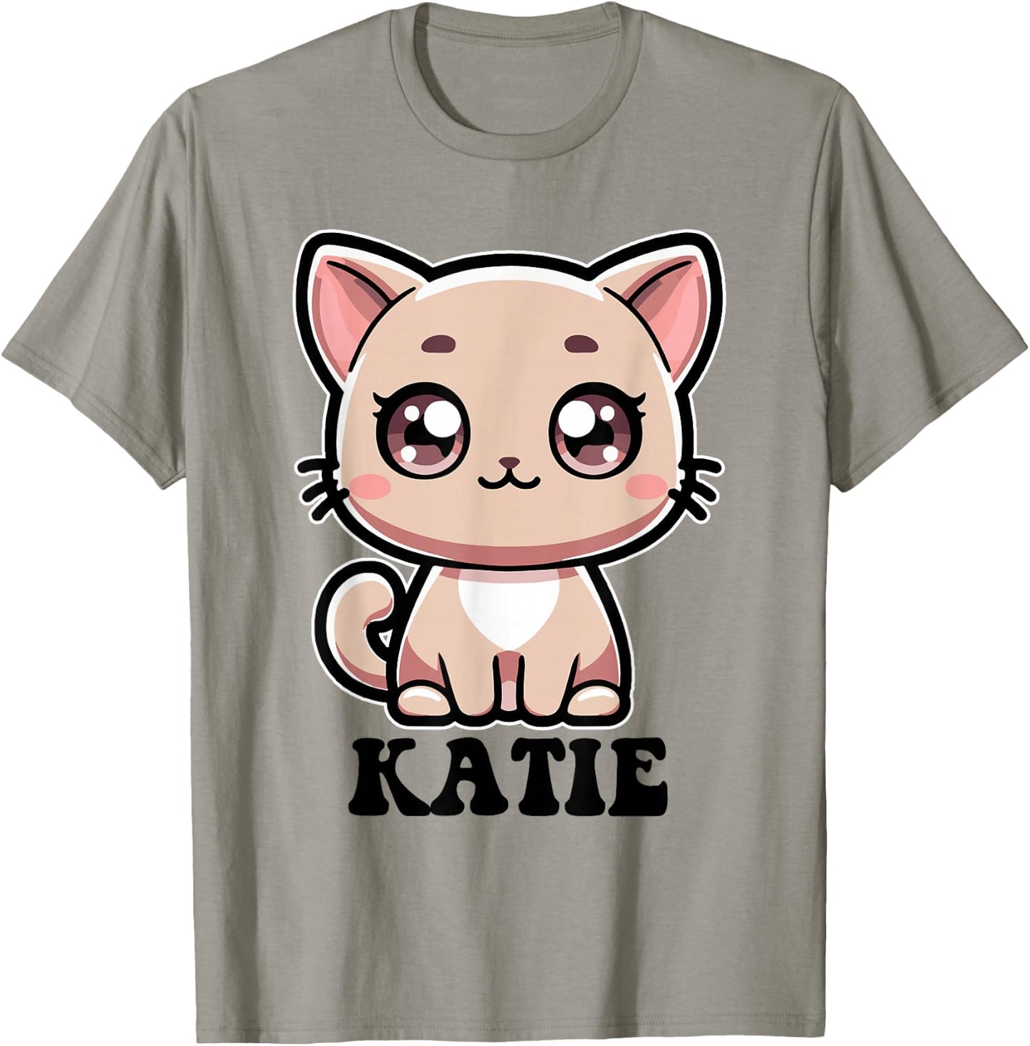 Katie Cute Kitty Cat Design for Girls Name Katie T-Shirt - T-Shirt | Sand
