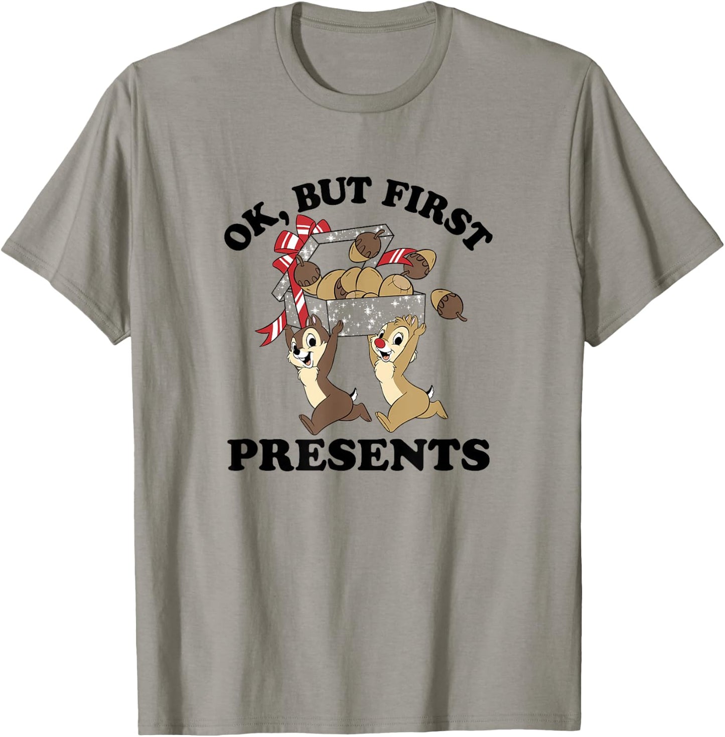 Disney Christmas Chip & Dale Ok But First Presents T-Shirt - T-Shirt | Sand