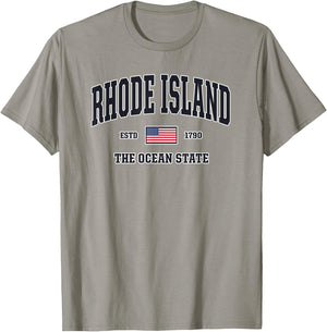 Rhode Island , Patriotic American Flag Veteran Gifts T-Shirt - T-Shirt | Sand