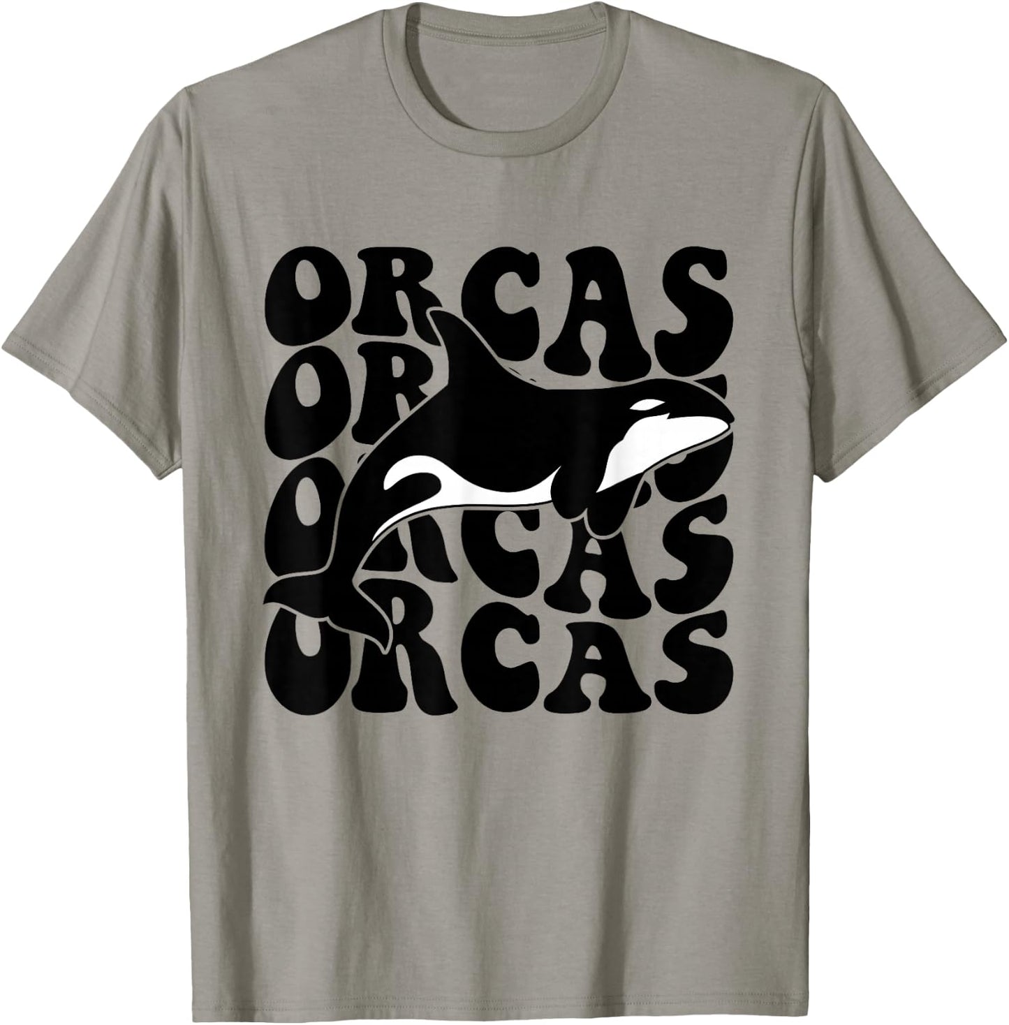Orcas - Orca Whale Groovy Retro T-Shirt - T-Shirt | Sand