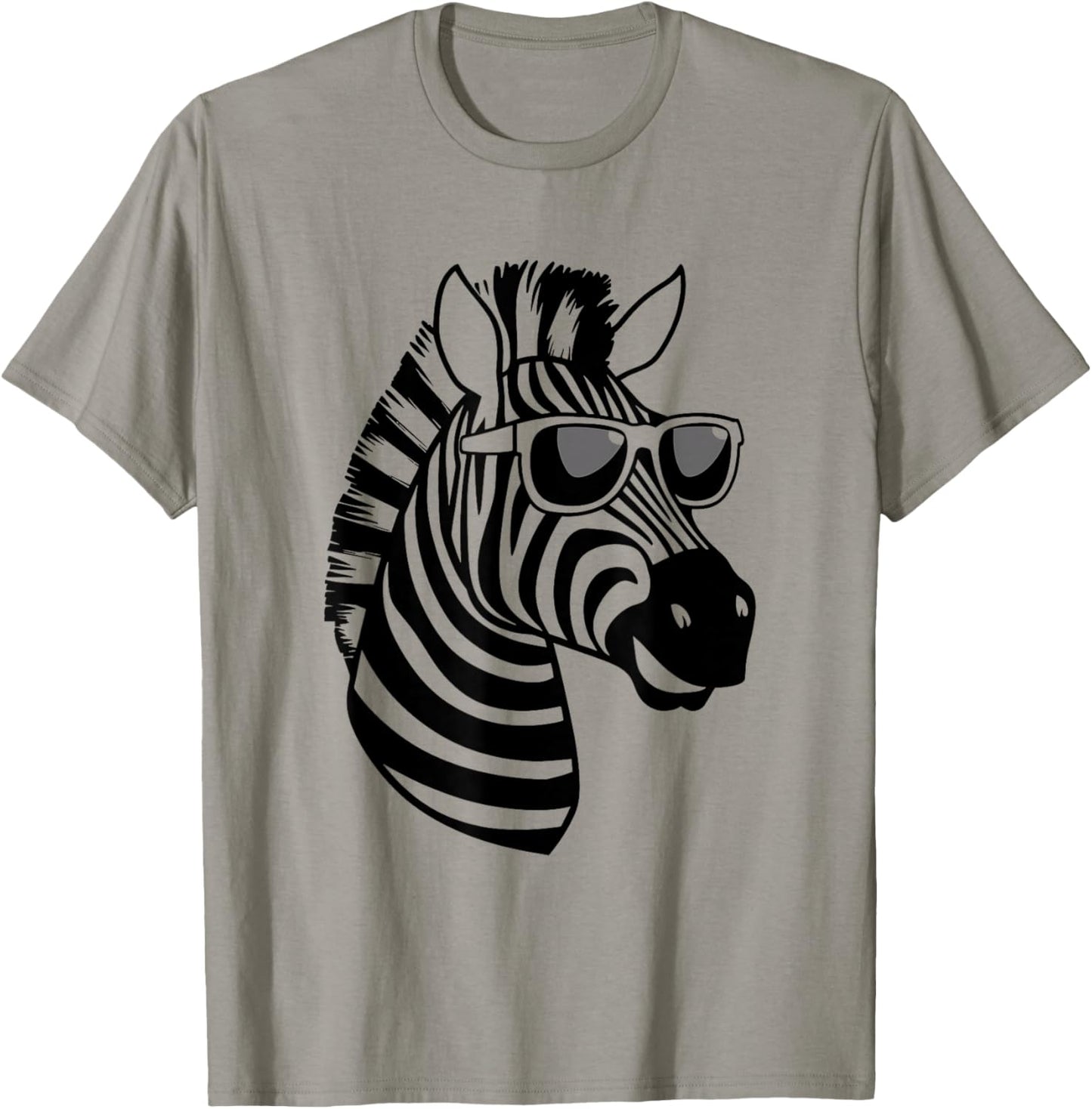 Funny Zebra with Sunglasses , White T-Shirt - T-Shirt | Sand