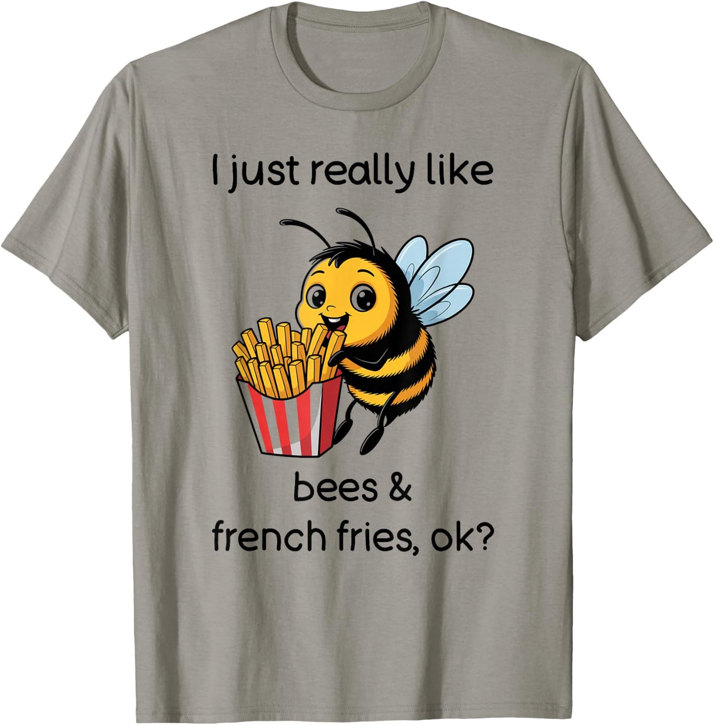 Funny French Fries Bee Shirt French Fries and Bees T-Shirt - T-Shirt | Sand