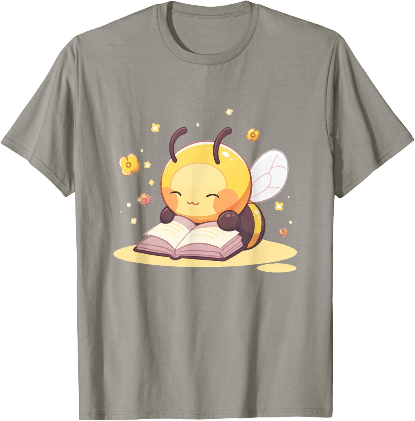 Cute Bee Reading Book Teacher Student Reader Graphic T-Shirt - T-Shirt | Sand