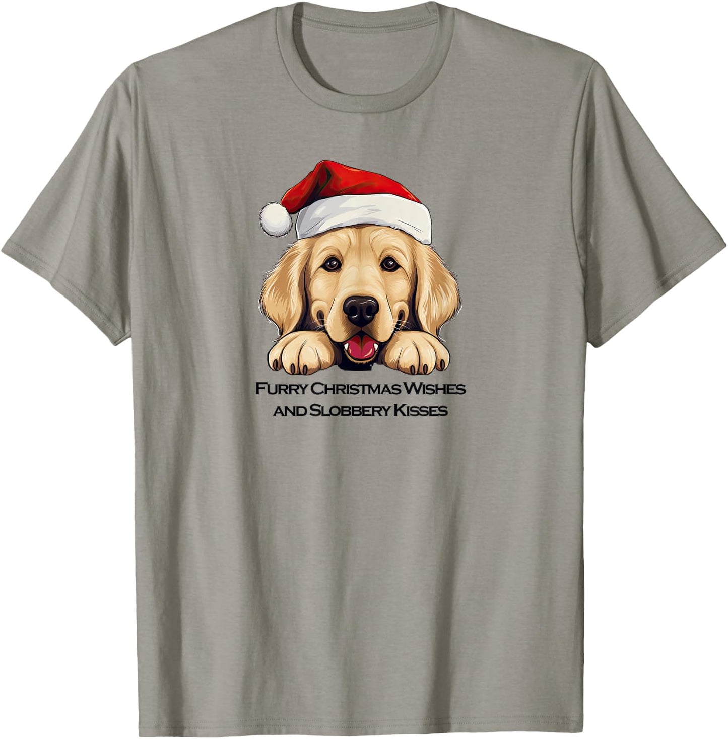 Merry Xmas Golden Retriever Santa "Furry" Christmas Wishes T-Shirt - T-Shirt | Sand