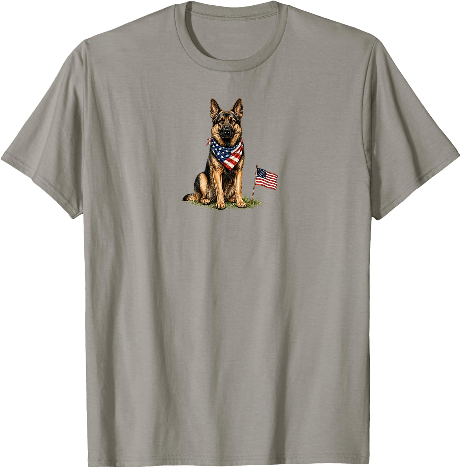 German Shepherd Dog 4th of July American USA Flag Dog Mom T-Shirt - T-Shirt | Sand
