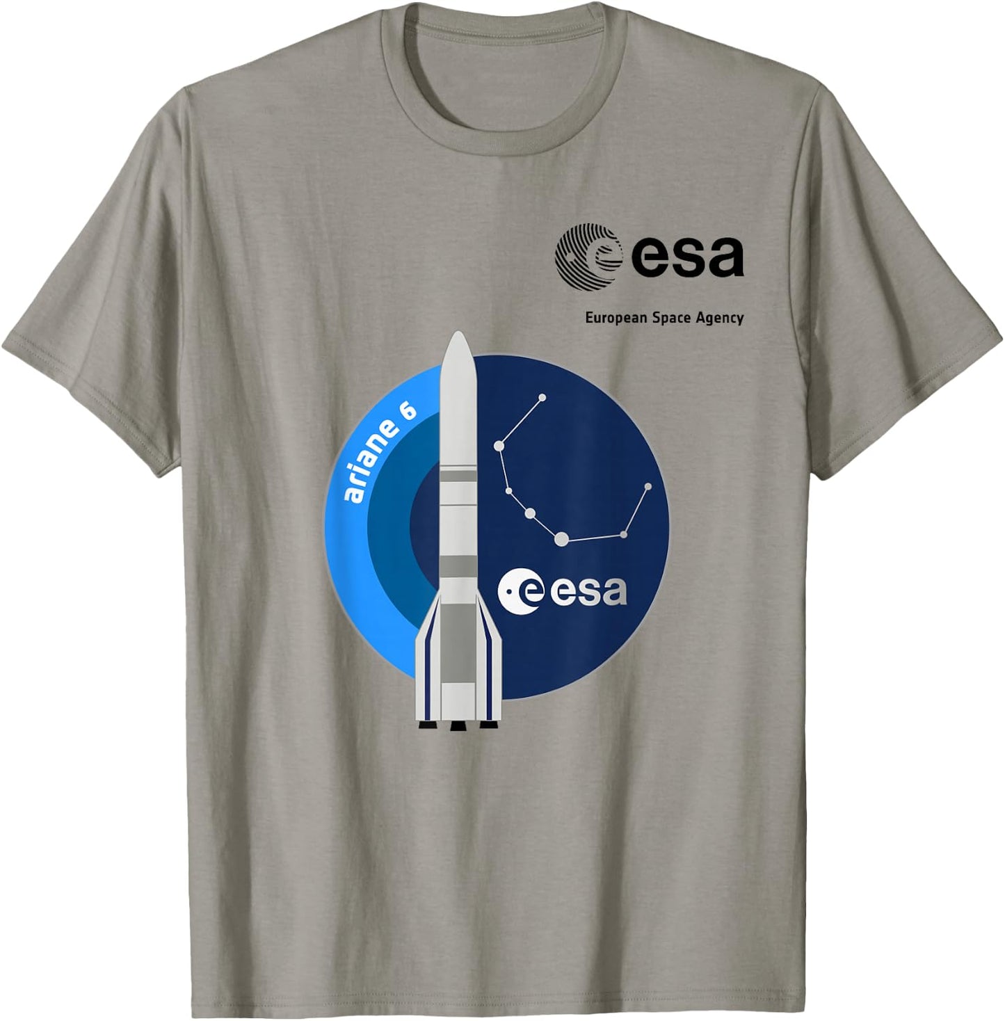ESA European Space Agency Mission Ariane 6 Rocket Patch , grey, S T-Shirt - T-Shirt | Sand