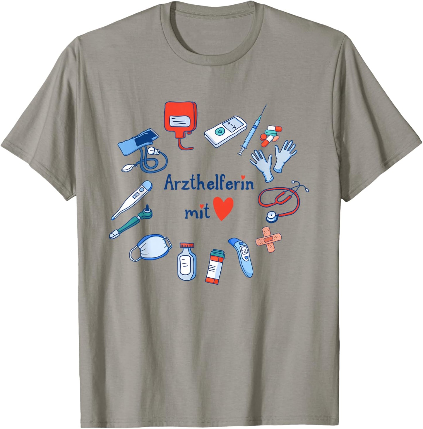 Arzthelferin mit Herz Dankeschön Arztpraxis Danke Praxisteam T-Shirt - T-Shirt | Sand