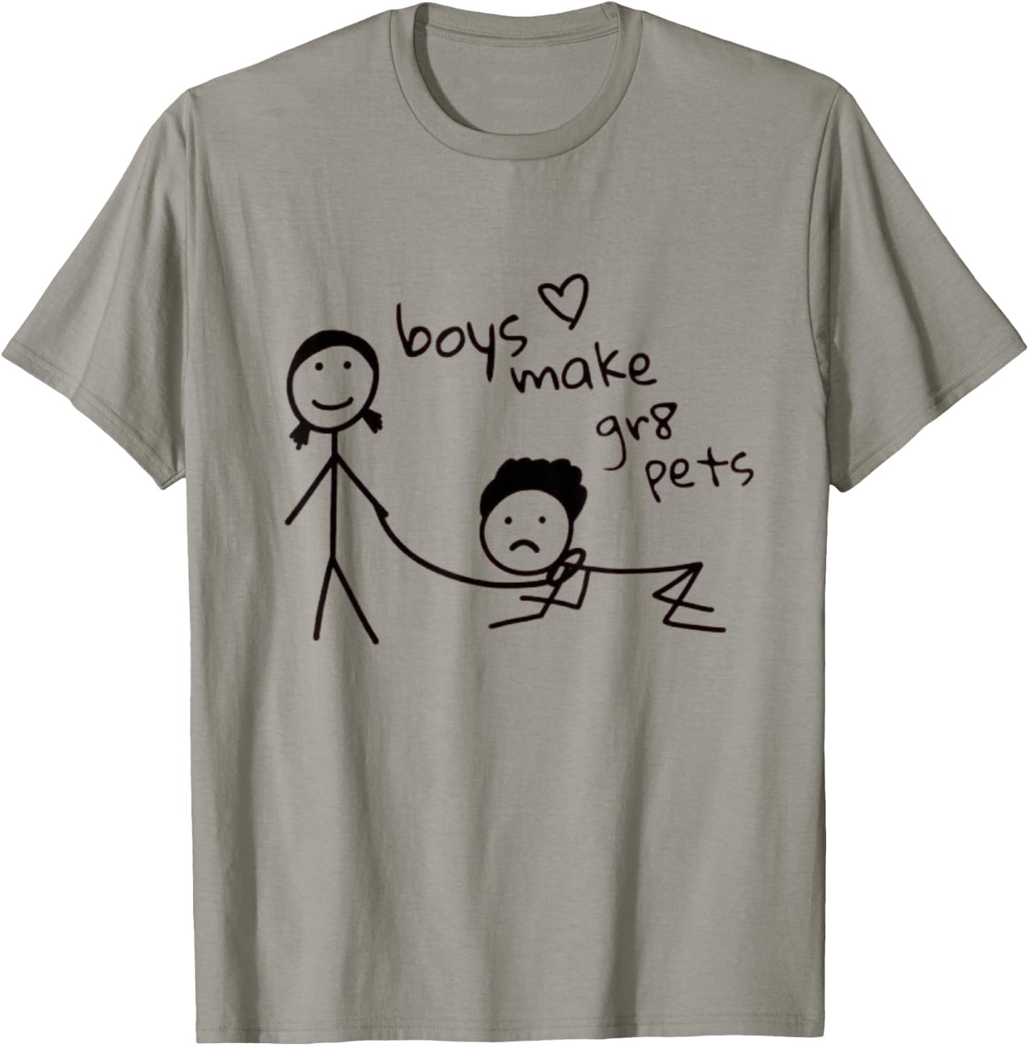 Boys Make Great Pets Funny Kids Drawing Y2k Feminist Slogan , white, S T-Shirt - T-Shirt | Sand