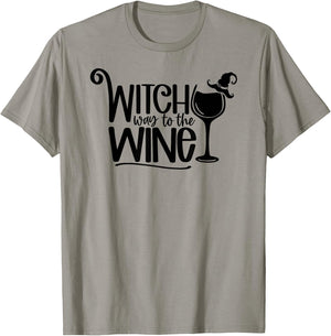 Witch Way To The Wine Halloween T-Shirt - T-Shirt | Sand