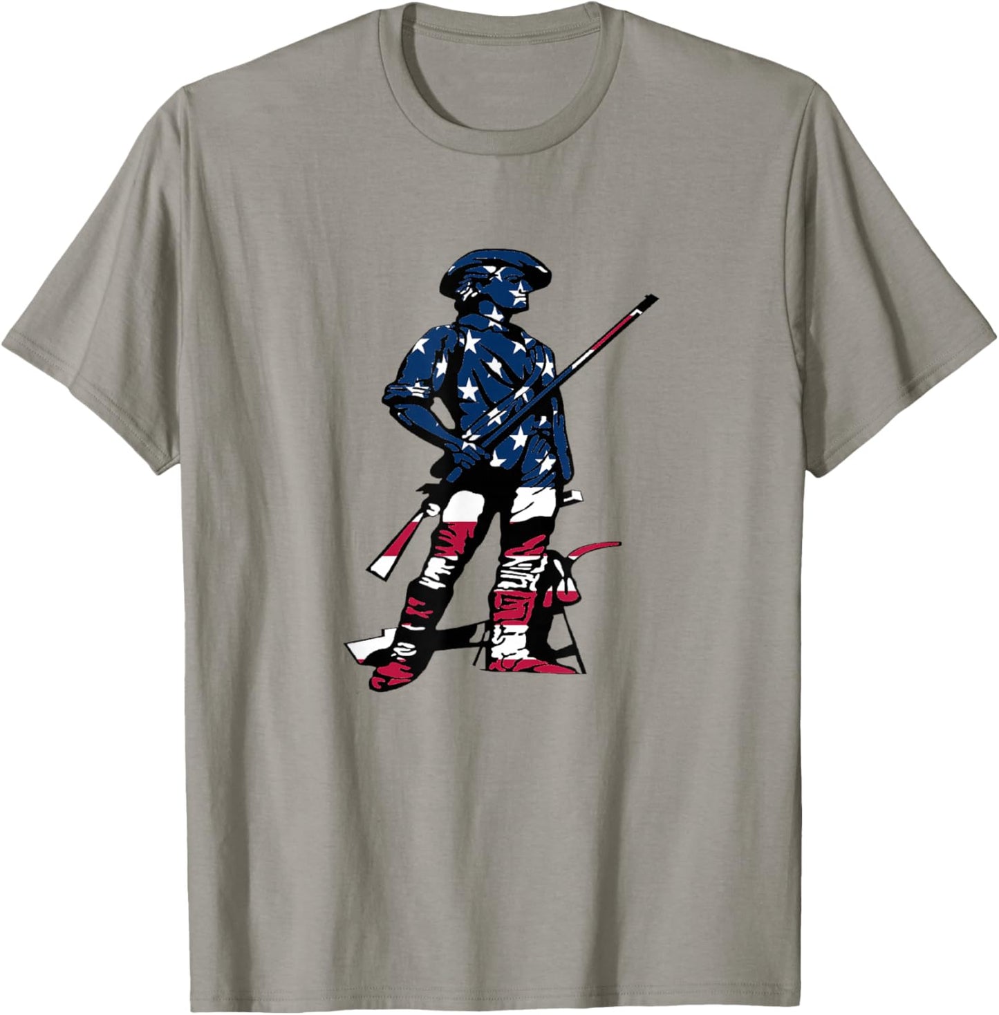Minute Man Statue - American Flag Silhouette T-Shirt - T-Shirt | Sand