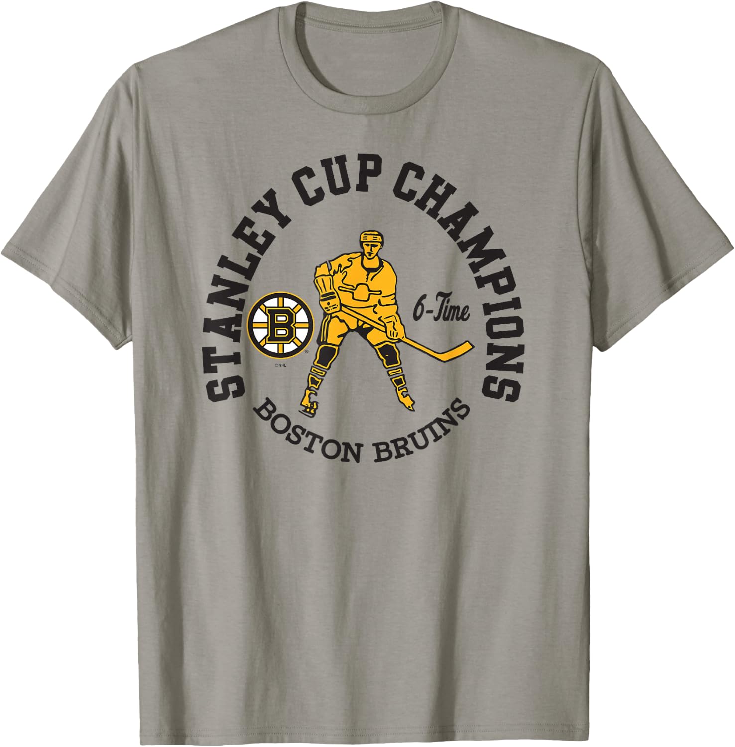 Boston Bruins Stanley Cup Champions 6-Time Gray T-Shirt - T-Shirt | Sand