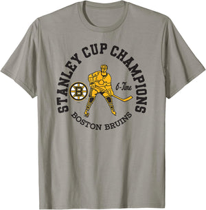 Boston Bruins Stanley Cup Champions 6-Time Gray T-Shirt - T-Shirt | Sand