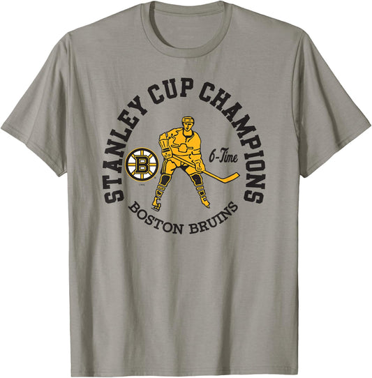 Boston Bruins Stanley Cup Champions 6-Time Gray T-Shirt - T-Shirt | Sand
