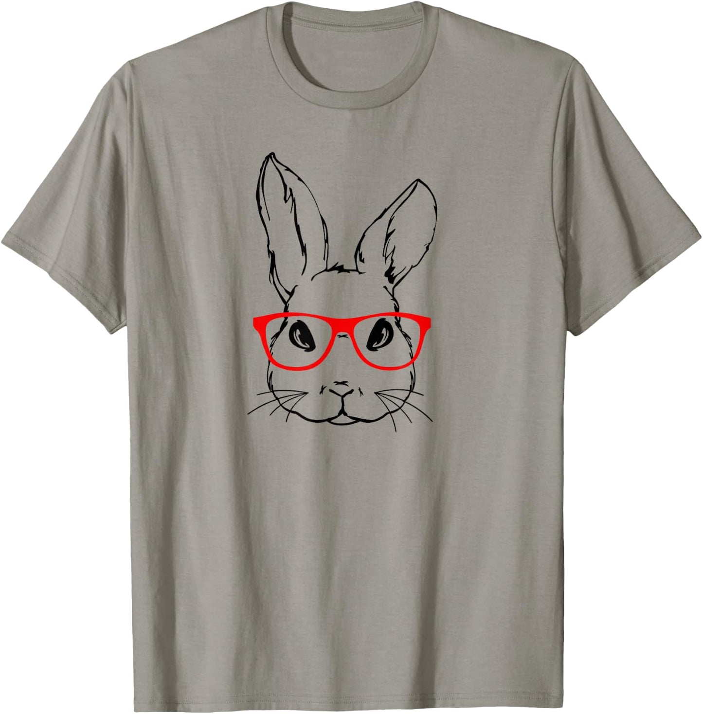 Cute Bunny Red Glasses Spring Easter Day T-Shirt - T-Shirt | Sand