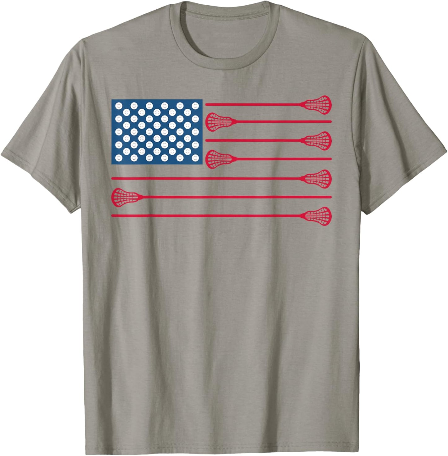 Lacrosse American Flag Cool Lacrosse Family Patriotic Lax T-Shirt - T-Shirt | Sand
