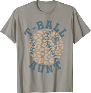 T Ball Aunt Leopard Ball Aunt Ball Season T-Shirt - T-Shirt | Sand