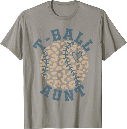 T Ball Aunt Leopard Ball Aunt Ball Season T-Shirt - T-Shirt | Sand