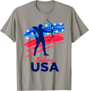 Archery Sport Archer Support Team Flag USA American T-Shirt - T-Shirt | Sand