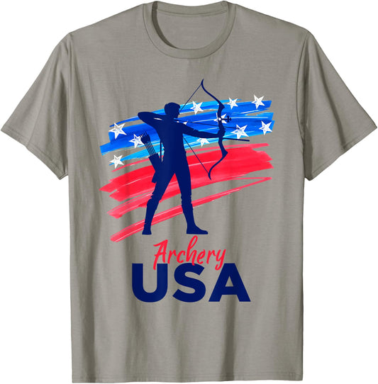 Archery Sport Archer Support Team Flag USA American T-Shirt - T-Shirt | Sand