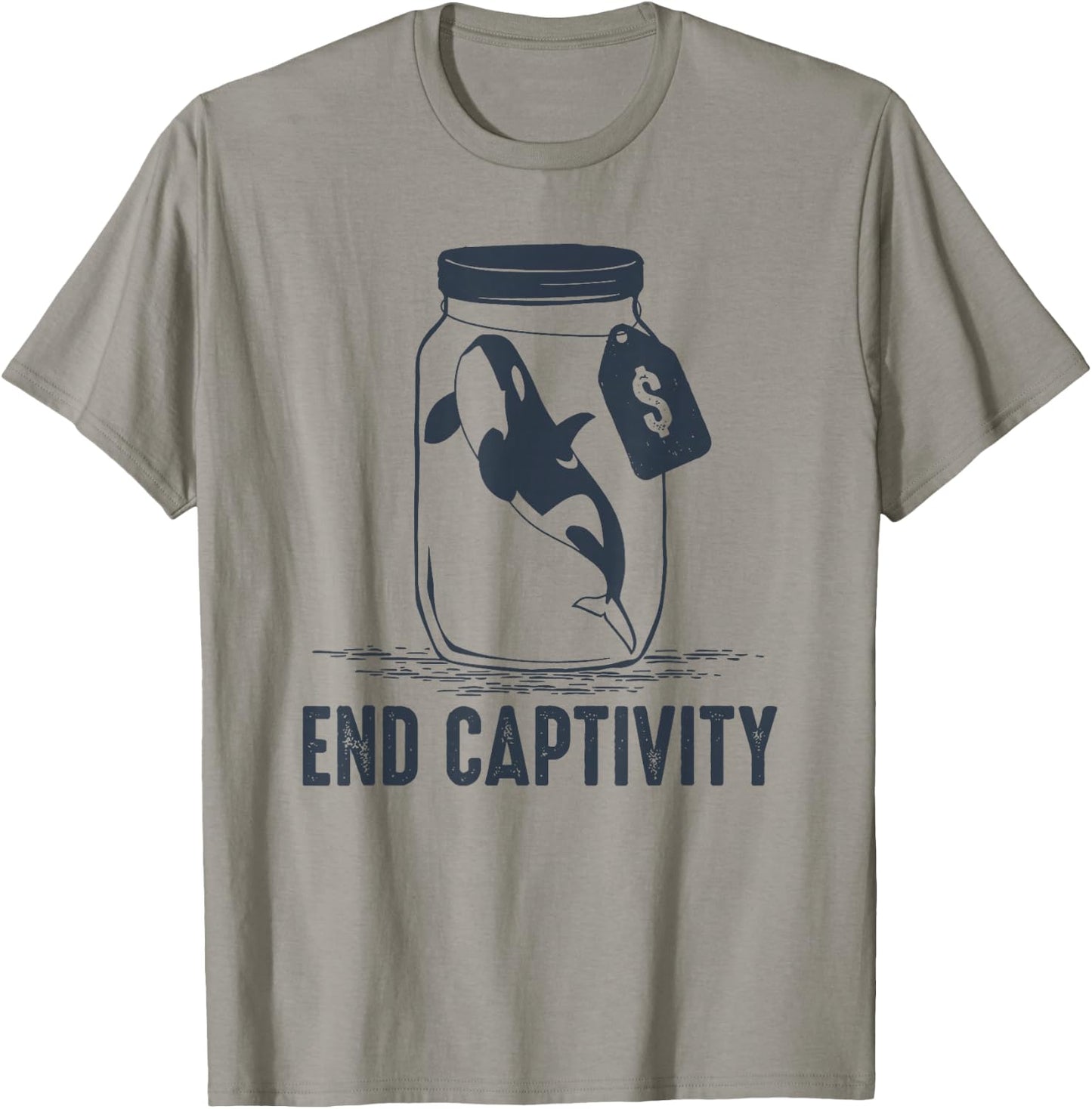 End Captivity - Free the Orca Whales T-Shirt - T-Shirt | Sand