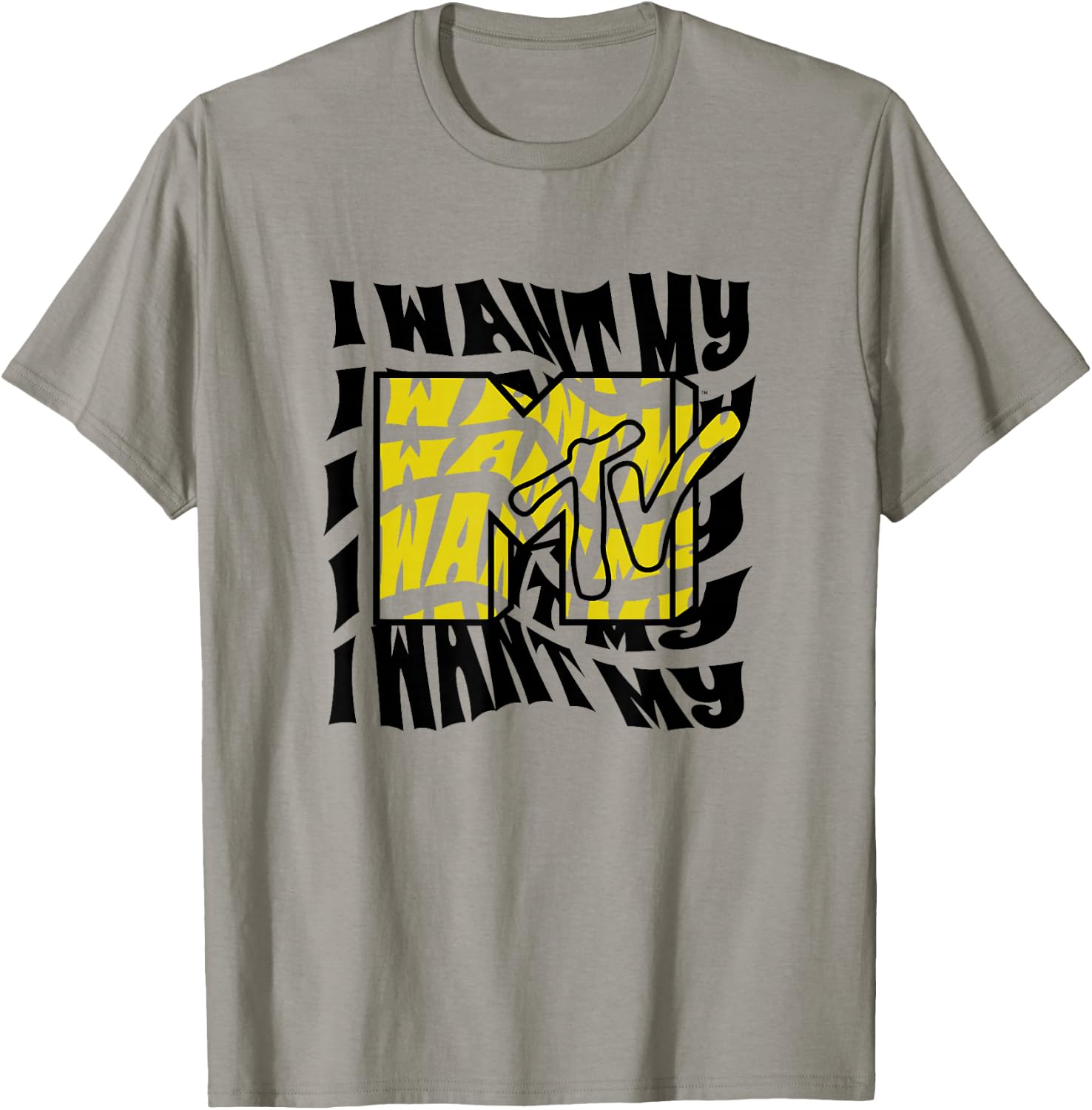 MTV I Want My Wave Stack Vintage Big Chest Text Poster T-Shirt - T-Shirt | Sand