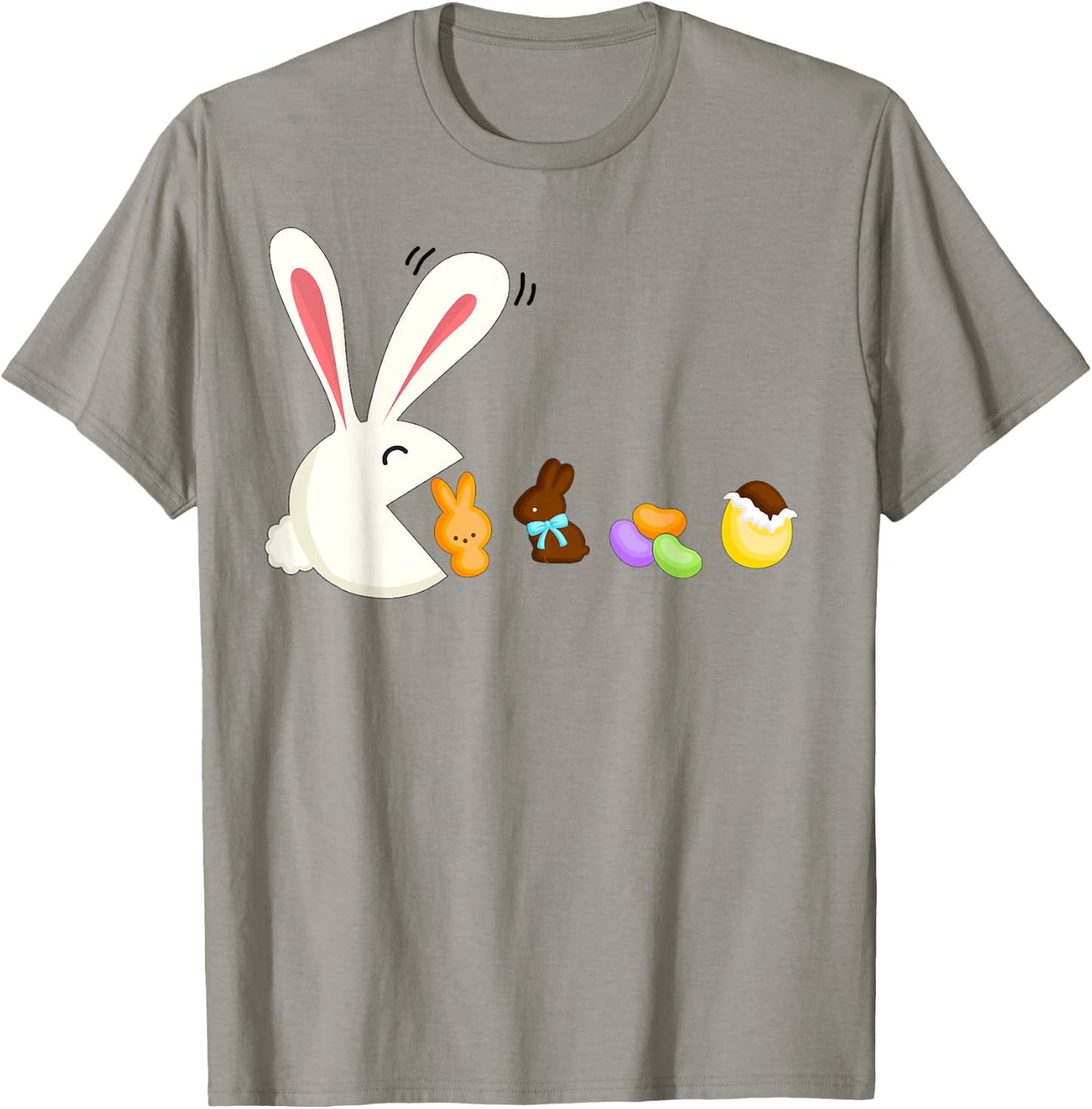 Happy Easter Bunny Eating Candy Funny Boys Girls Kids Easter T-Shirt - T-Shirt | Sand