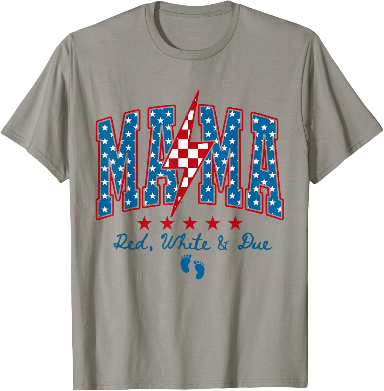 Funny Mama Red White and Due 4th of July Pregnancy Patriotic T-Shirt - T-Shirt | Sand