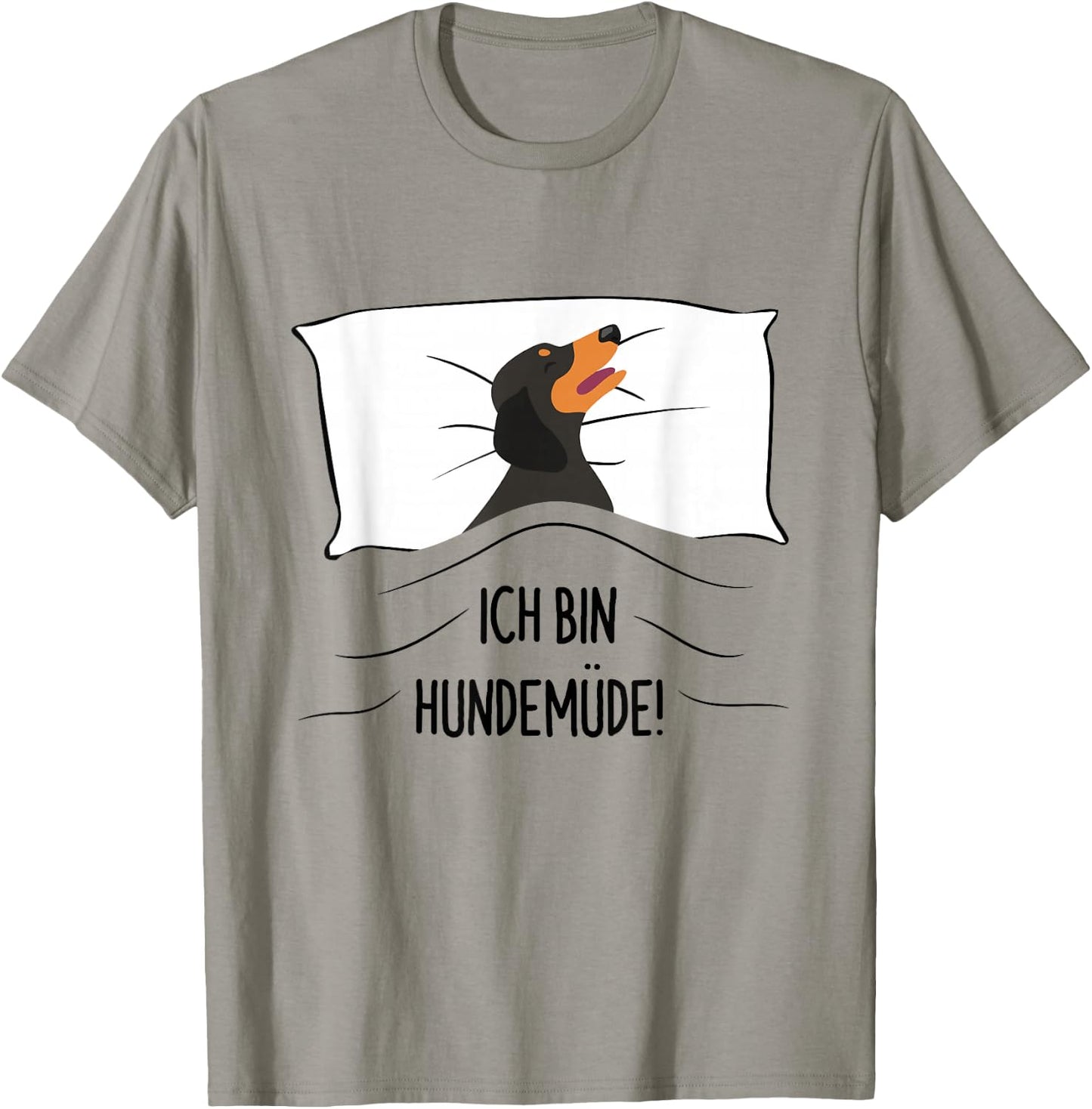 with German Text "Ich Bin Hundetired" [Ich Bin Hunde-Fatigue], White, s T-Shirt - T-Shirt | Sand